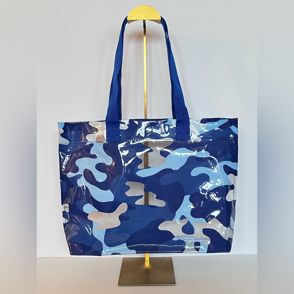 Blue Camo Patent Tote Bag - Stylish Everyday Carry